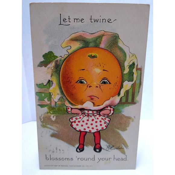 Fantasy Postcard Tuck E Curtis Orange Face Anthropomorphic Girl Series 2 1908 - Picture 2 of 3